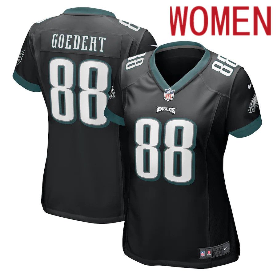 Women Philadelphia Eagles #88 Dallas Goedert Nike Black Game NFL Jersey->women nfl jersey->Women Jersey